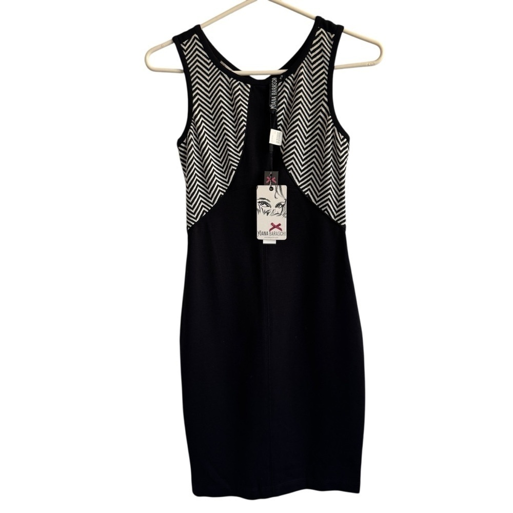 Nwt Yoana Baraschi Black & White Chevron Knit Dress, Size Xs